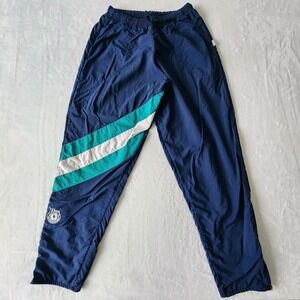 Vintage Nylon Track Pants‎ Men Medium Shell Mesh Lined 80s Navy Blue Colorblock